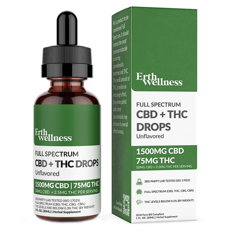 Full Spectrum CBD + THC Oil Tincture - Unflavored - Erth Wellness