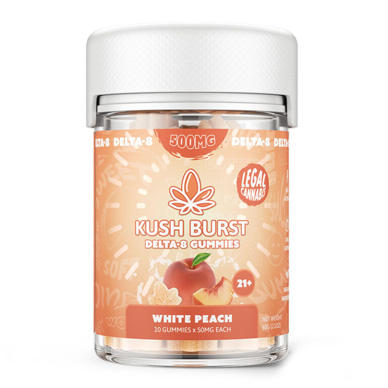 Delta 8 THC Gummies White Peach Kush Burst