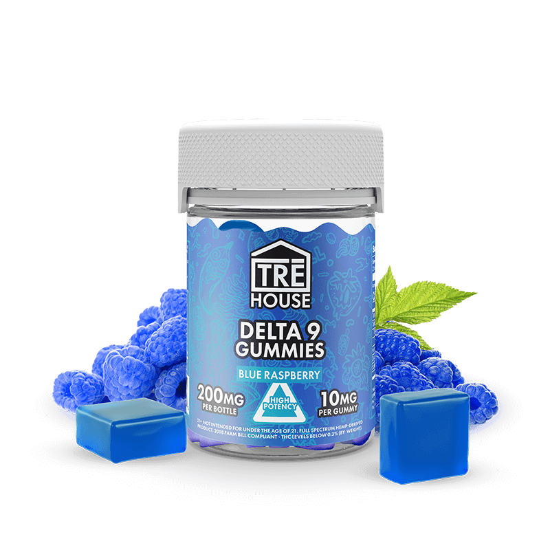 Blue Raspberry Delta 9 THC Gummies – TRĒ House(1) Blue Raspberry Delta 9 THC Gummies – TRĒ House
